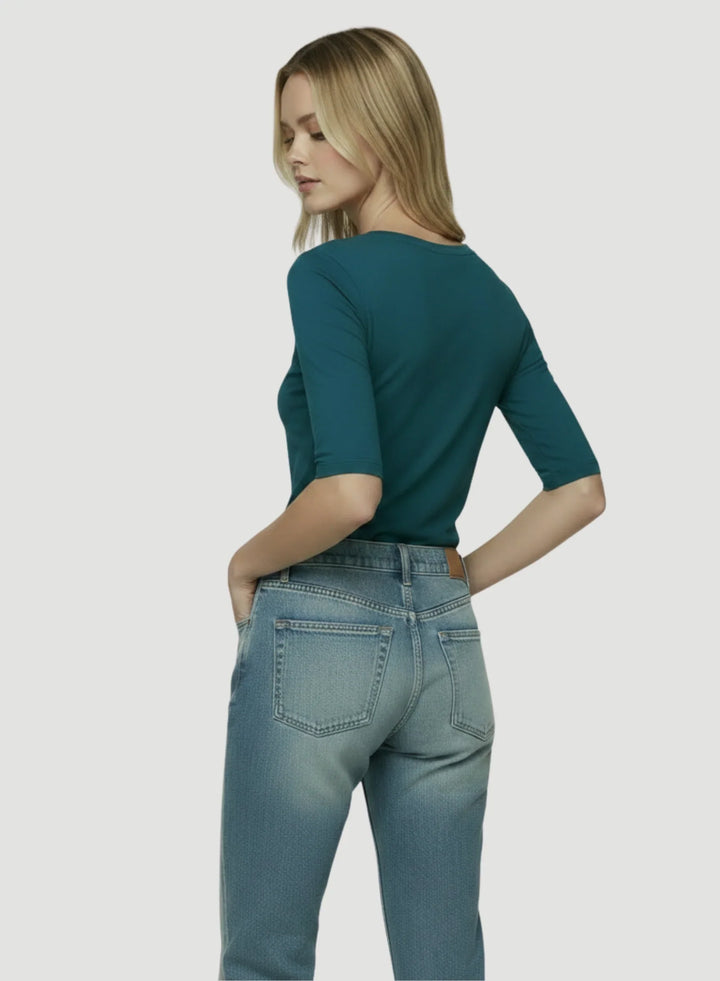 Soft Touch Elbow Sleeve V-Neck T-Shirt