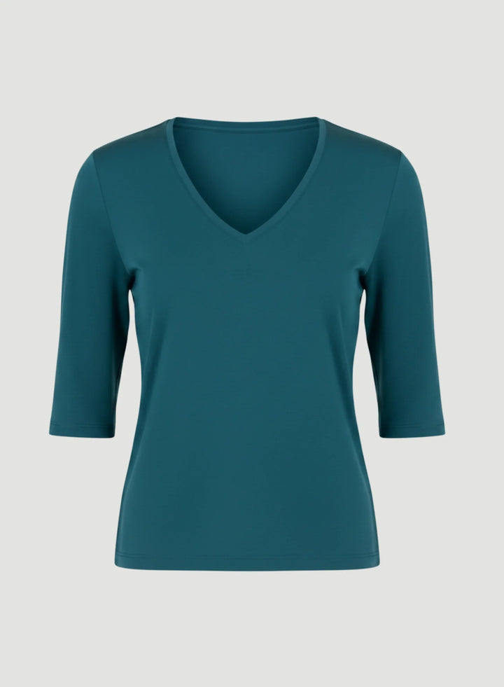 Soft Touch Elbow Sleeve V-Neck T-Shirt