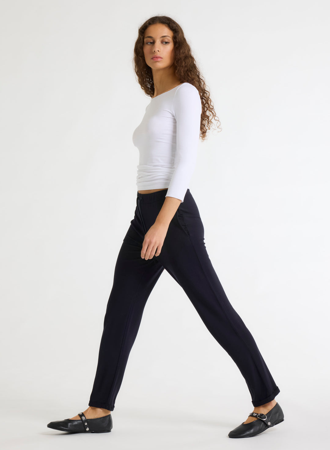 Daphne Viscose / Elastane Cuffed Trousers - Marine