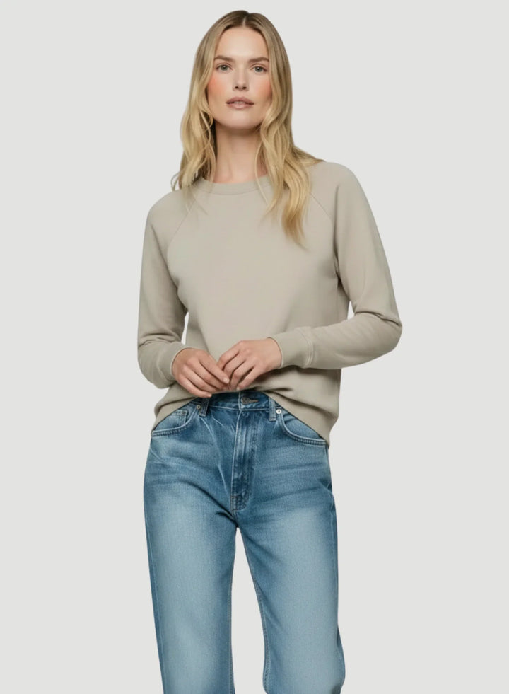 French Terry Semi Relaxed Long Sleeve Crewneck - CREWNECK L/S - Majestic Filatures North America