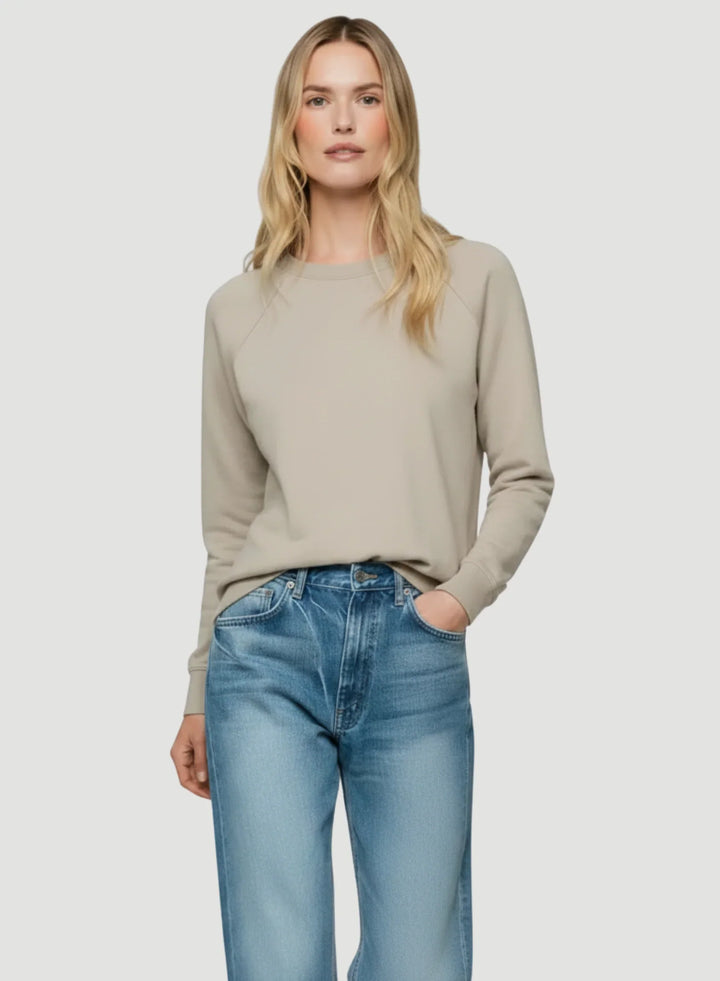 French Terry Semi Relaxed Long Sleeve Crewneck - CREWNECK L/S - Majestic Filatures North America