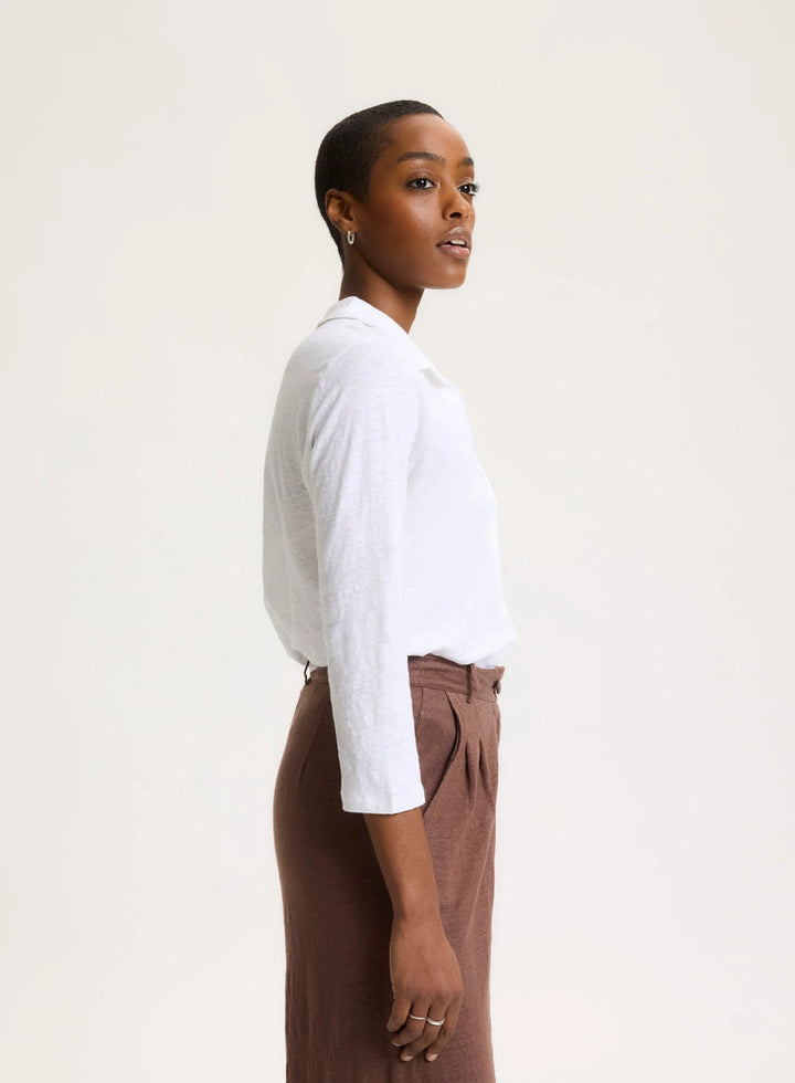 Stretch Linen 3/4 Sleeve Shirt - Blanc