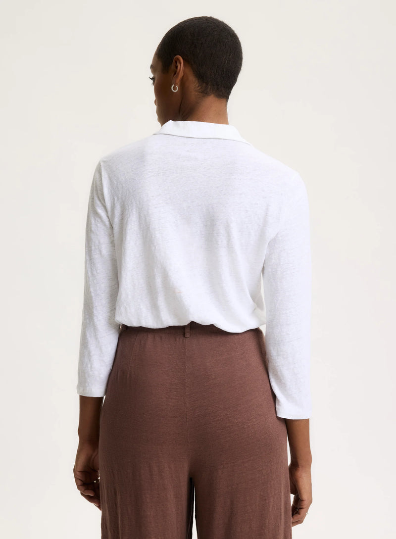 Stretch Linen 3/4 Sleeve Shirt - Blanc
