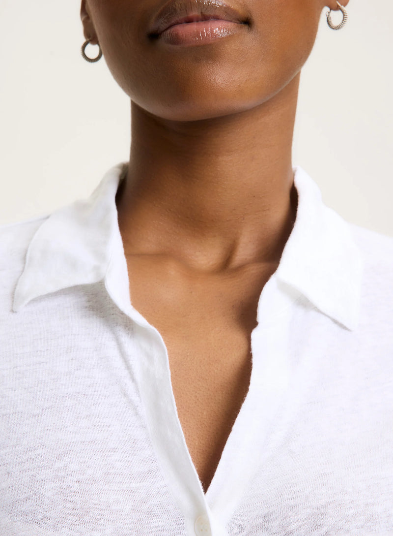 Stretch Linen 3/4 Sleeve Shirt - Blanc