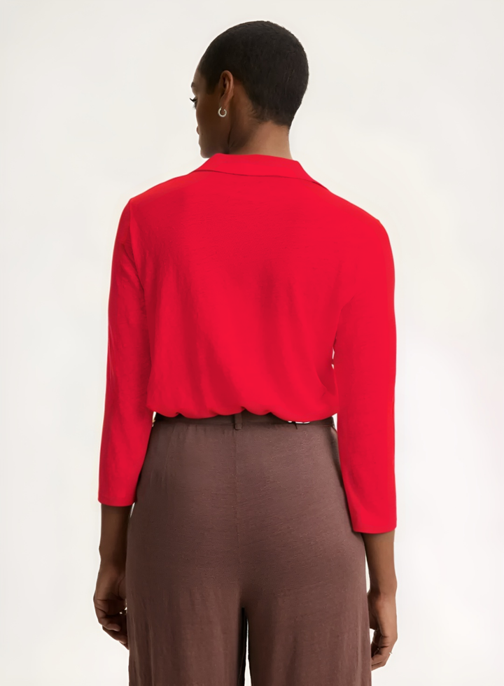 Stretch Linen 3/4 Sleeve Shirt - Tomate