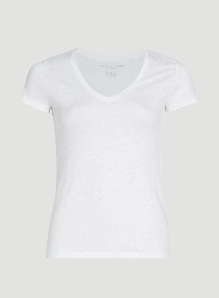Stretch Linen Short Sleeve V-Neck T-Shirt