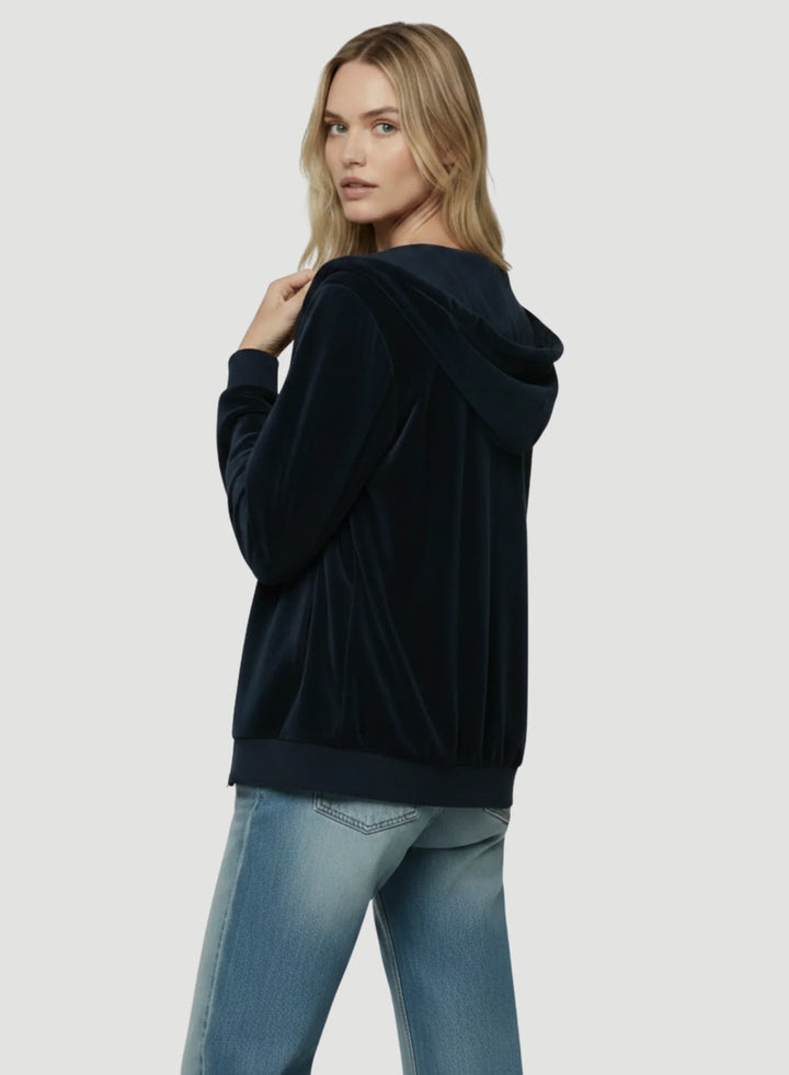 Velour Zip Front Hoodie