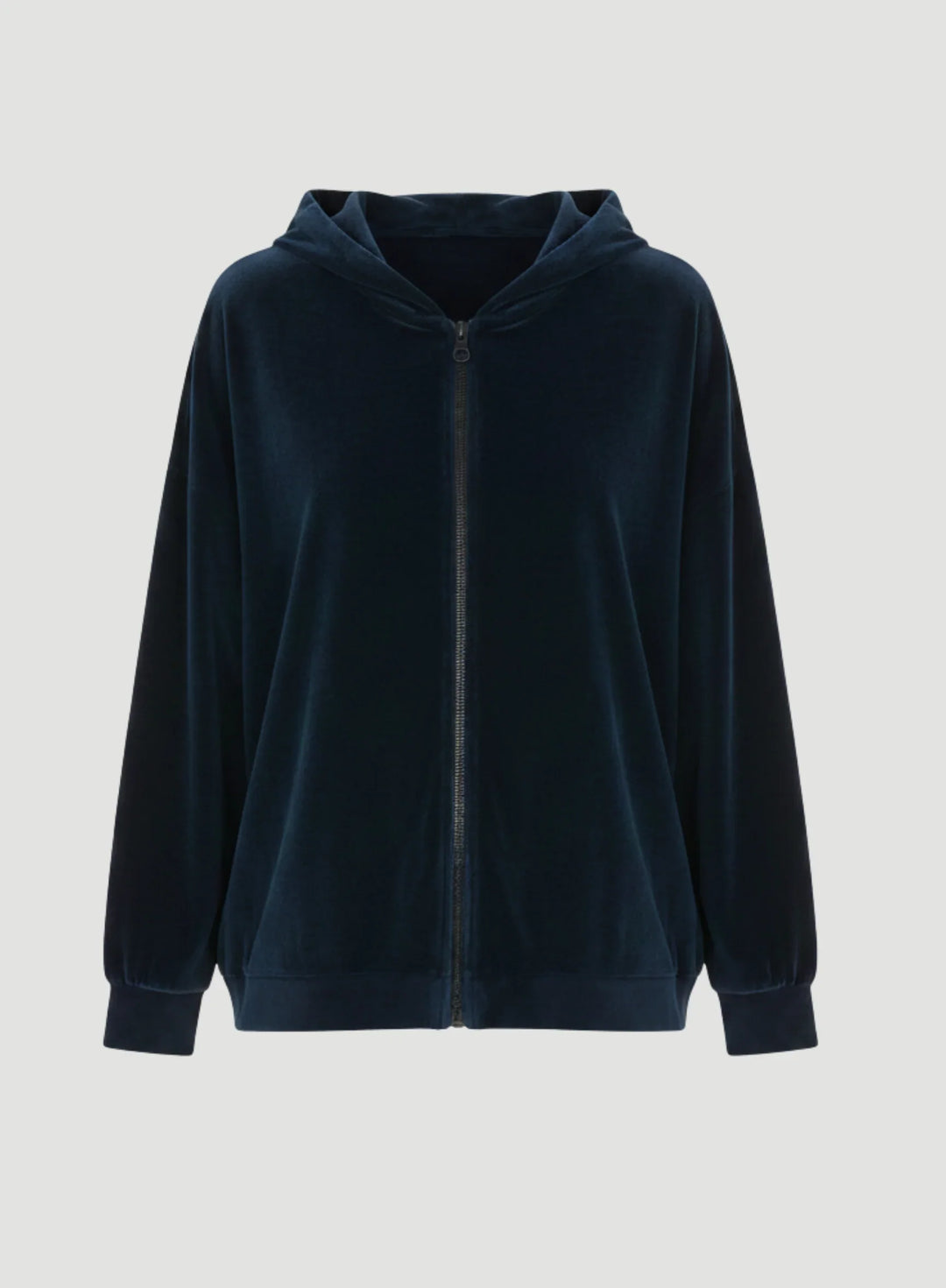Velour Zip Front Hoodie