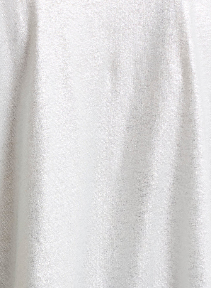 V-neck Short Sleeved Linen/Elastane T-Shirt - Silver
