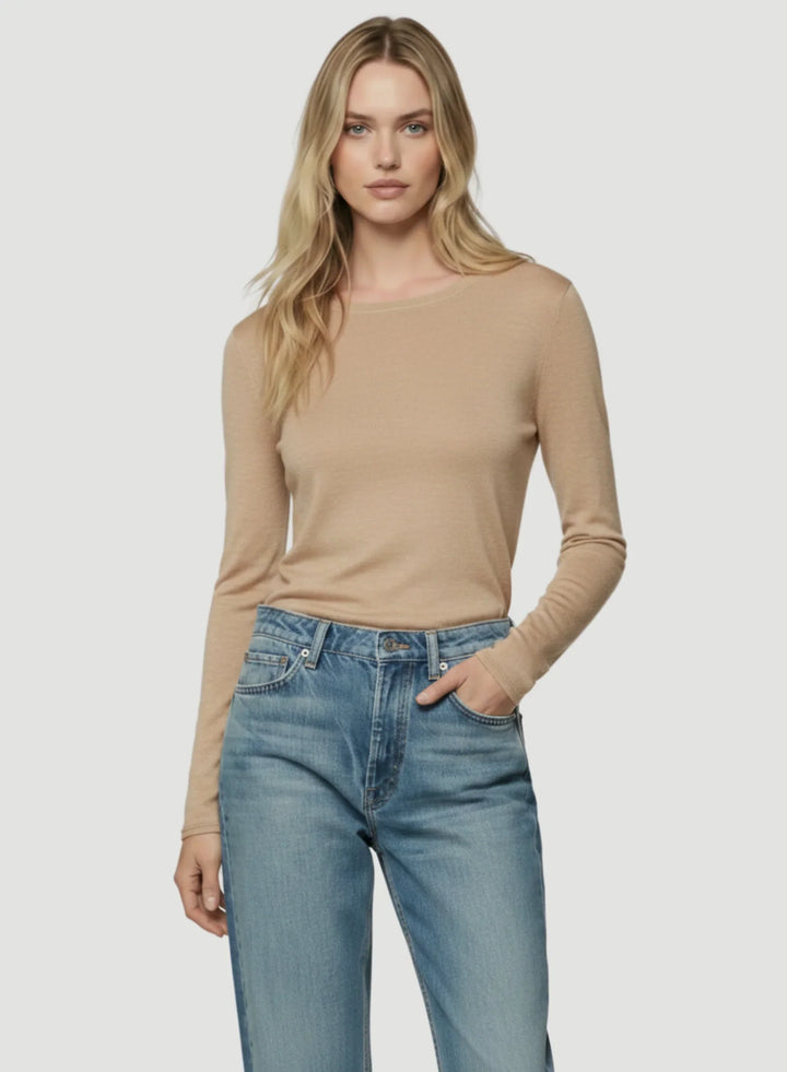 100% Machine Washable Cashmere Long Sleeve Crewneck T-Shirt - CREW L/S - Majestic Filatures North America