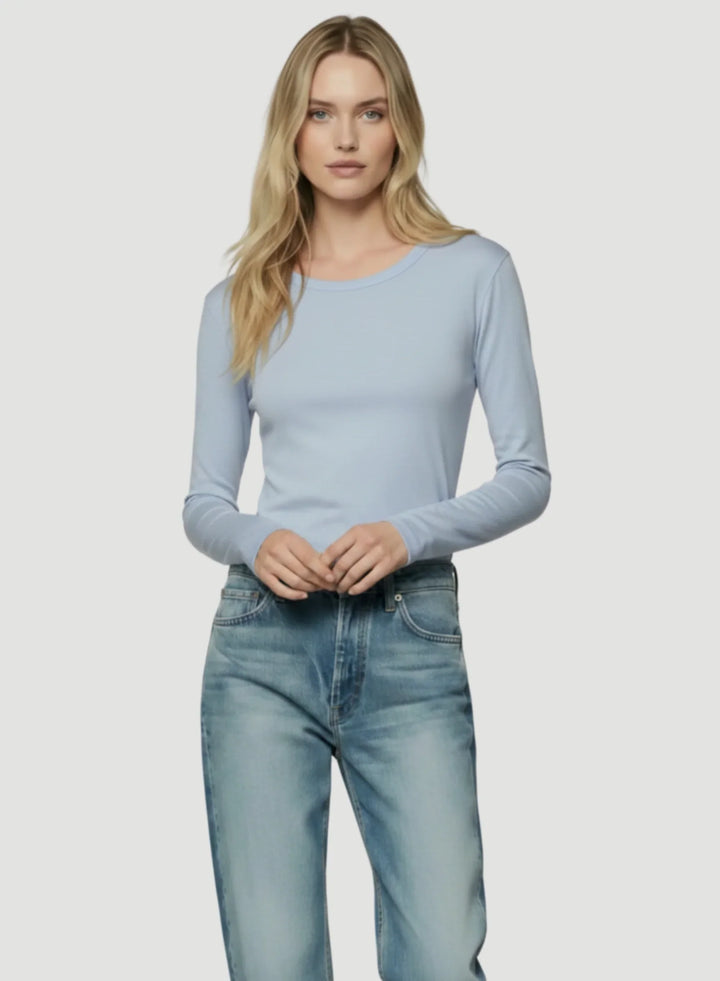 100% Machine Washable Cashmere Long Sleeve Crewneck T-Shirt - CREW L/S - Majestic Filatures North America