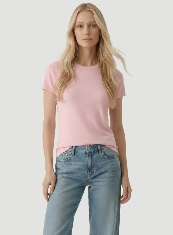 100% Machine Washable Cashmere Short Sleeve Crewneck T-Shirt - CREW S/S - Majestic Filatures North America