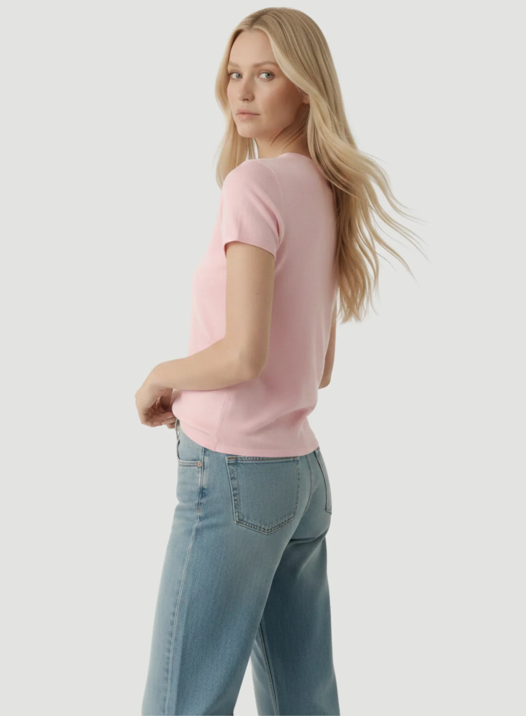 100% Machine Washable Cashmere Short Sleeve Crewneck T-Shirt - CREW S/S - Majestic Filatures North America