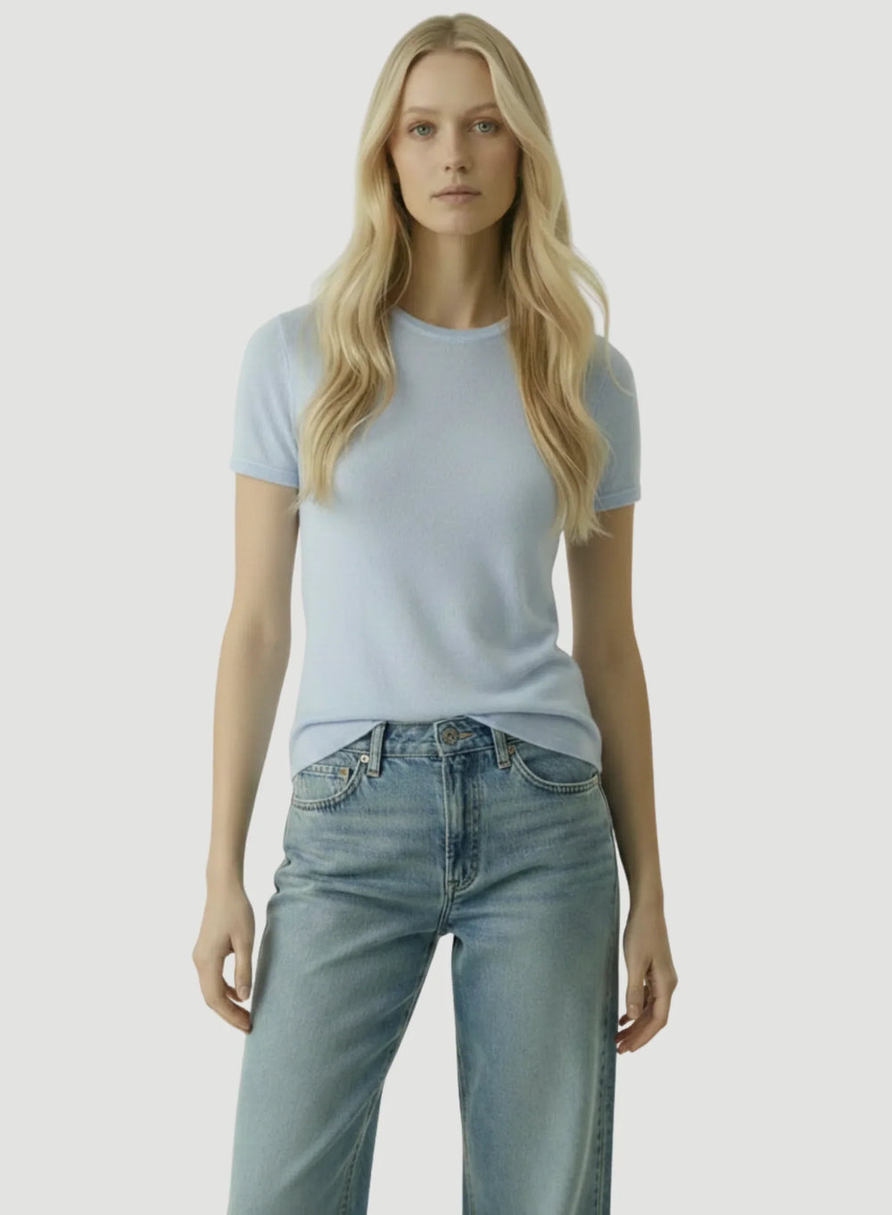 100% Machine Washable Cashmere Short Sleeve Crewneck T-Shirt - CREW S/S - Majestic Filatures North America
