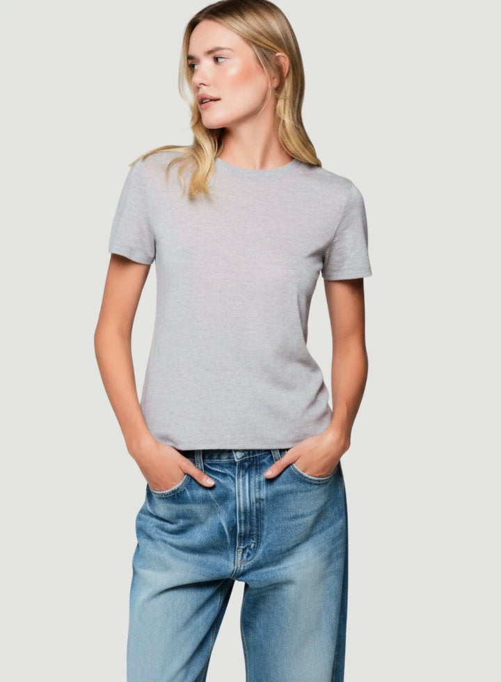 100% Machine Washable Cashmere Short Sleeve Crewneck T-Shirt - CREW S/S - Majestic Filatures North America