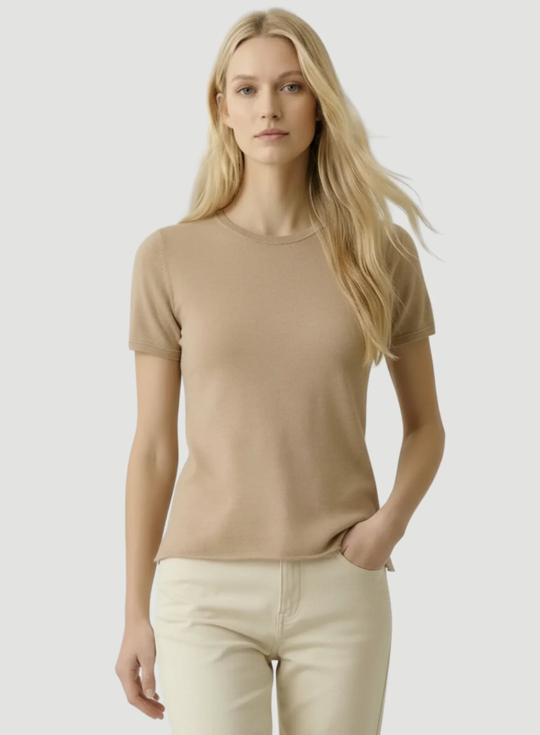 100% Machine Washable Cashmere Short Sleeve Crewneck T-Shirt - CREW S/S - Majestic Filatures North America