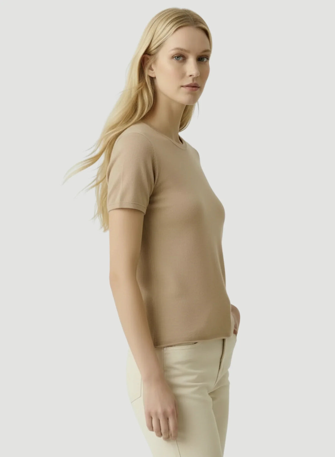 100% Machine Washable Cashmere Short Sleeve Crewneck T-Shirt - CREW S/S - Majestic Filatures North America