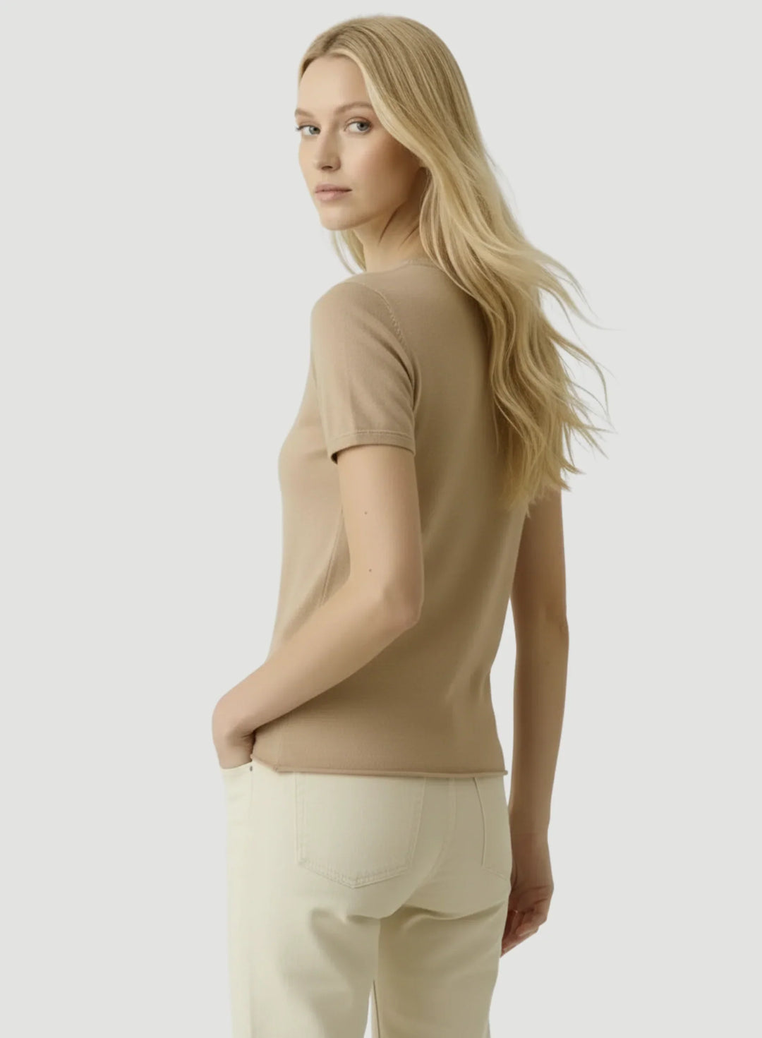 100% Machine Washable Cashmere Short Sleeve Crewneck T-Shirt - CREW S/S - Majestic Filatures North America