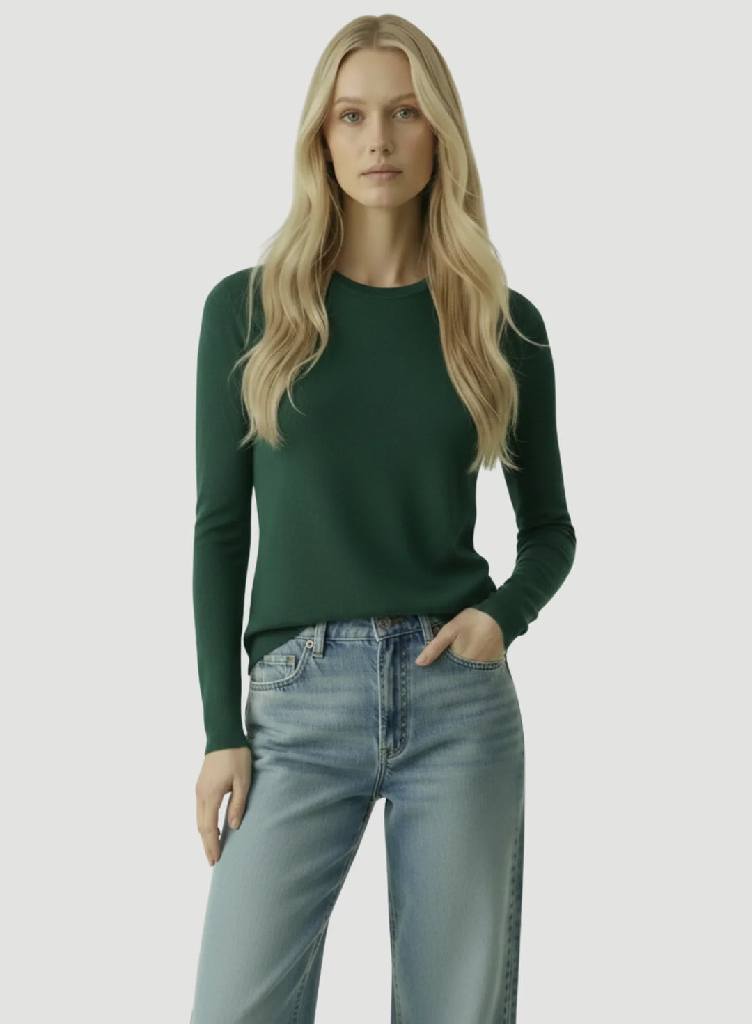 100% Machine Washable Cashmere Long Sleeve Crewneck T-Shirt - CREW L/S - Majestic Filatures North America