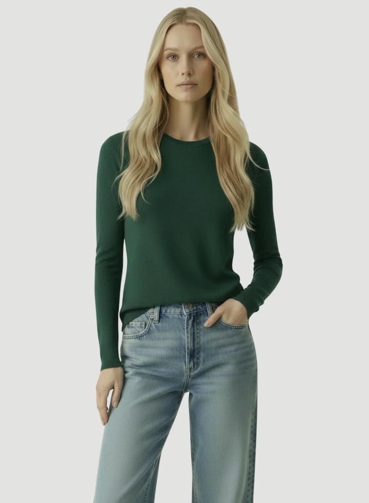 100% Machine Washable Cashmere Long Sleeve Crewneck T-Shirt - CREW L/S - Majestic Filatures North America