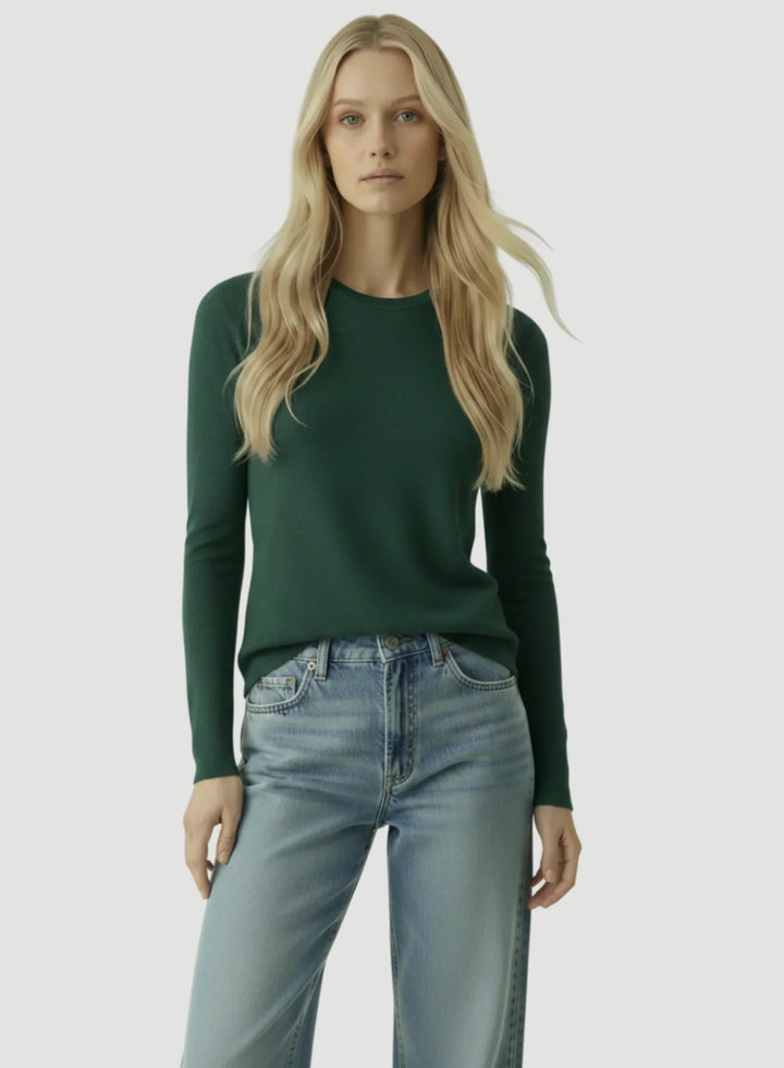 100% Machine Washable Cashmere Long Sleeve Crewneck T-Shirt - CREW L/S - Majestic Filatures North America