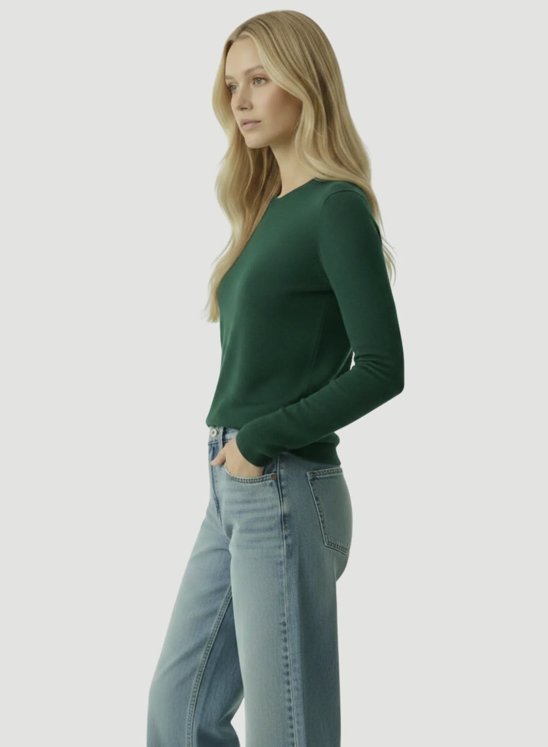 100% Machine Washable Cashmere Long Sleeve Crewneck T-Shirt - CREW L/S - Majestic Filatures North America