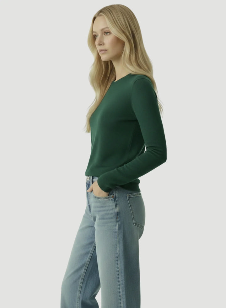 100% Machine Washable Cashmere Long Sleeve Crewneck T-Shirt - CREW L/S - Majestic Filatures North America