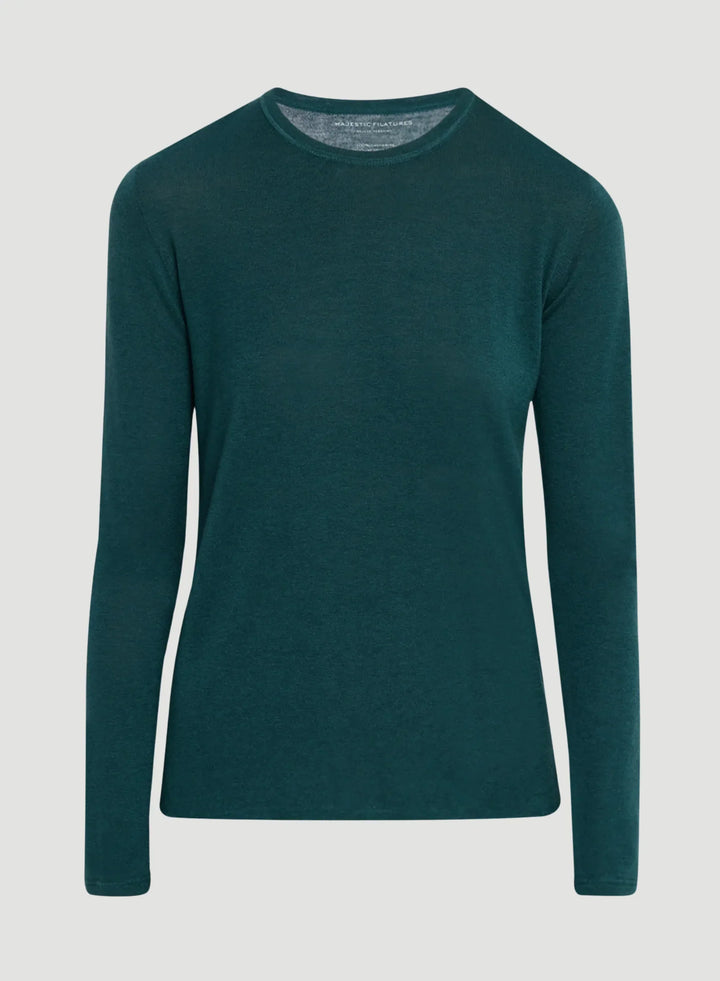 100% Machine Washable Cashmere Long Sleeve Crewneck T-Shirt - CREW L/S - Majestic Filatures North America