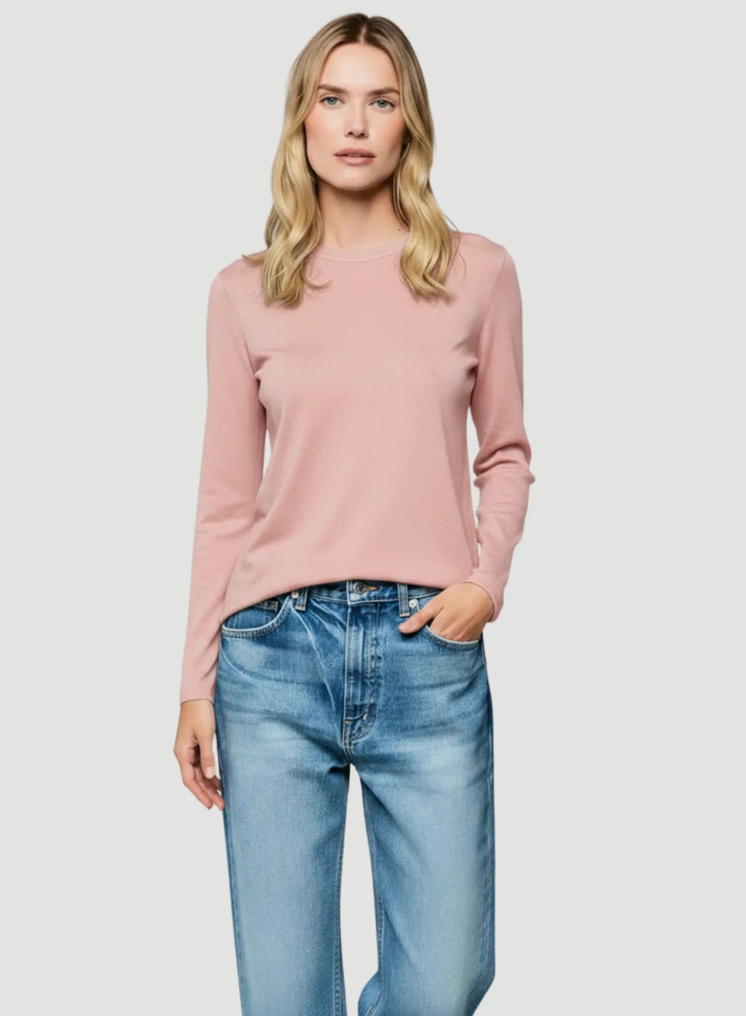 100% Machine Washable Cashmere Long Sleeve Crewneck T-Shirt - CREW L/S - Majestic Filatures North America