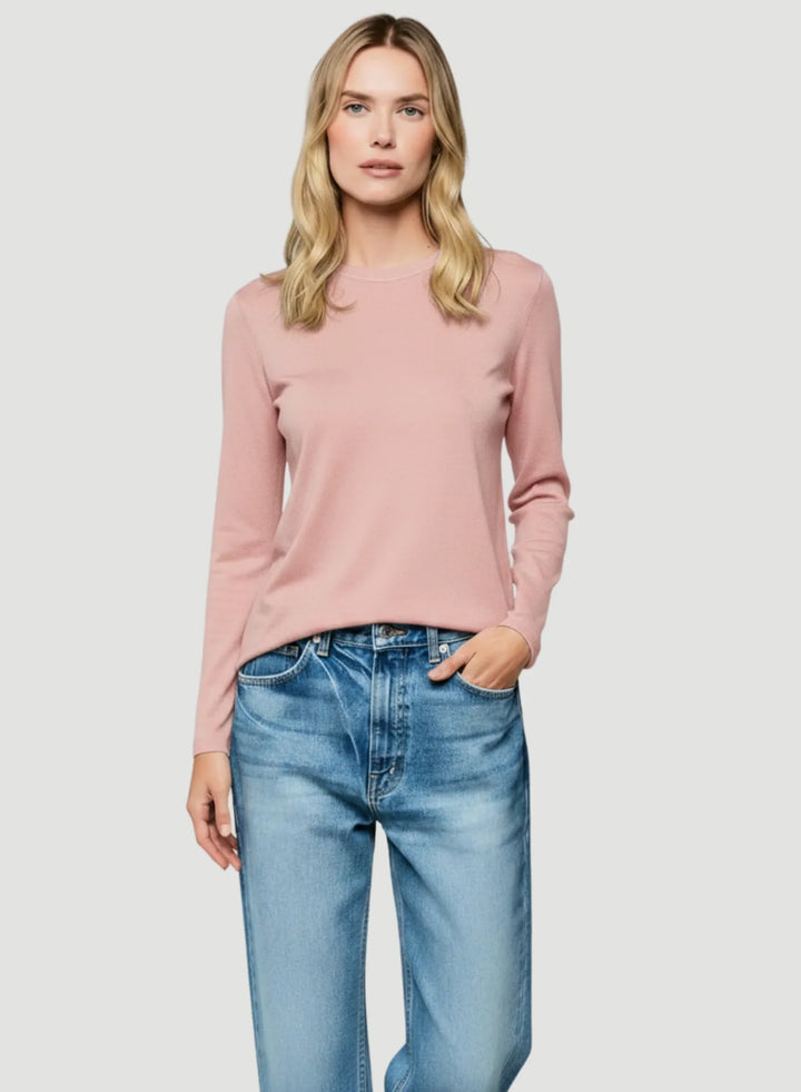100% Machine Washable Cashmere Long Sleeve Crewneck T-Shirt - CREW L/S - Majestic Filatures North America