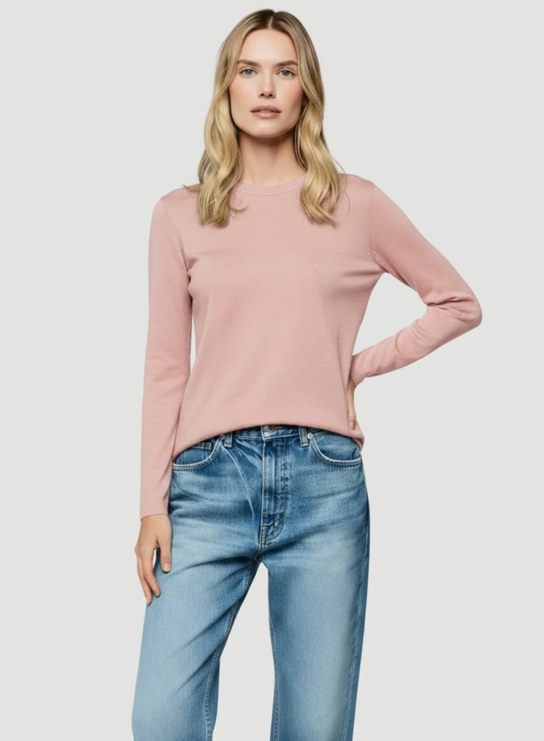 100% Machine Washable Cashmere Long Sleeve Crewneck T-Shirt - CREW L/S - Majestic Filatures North America
