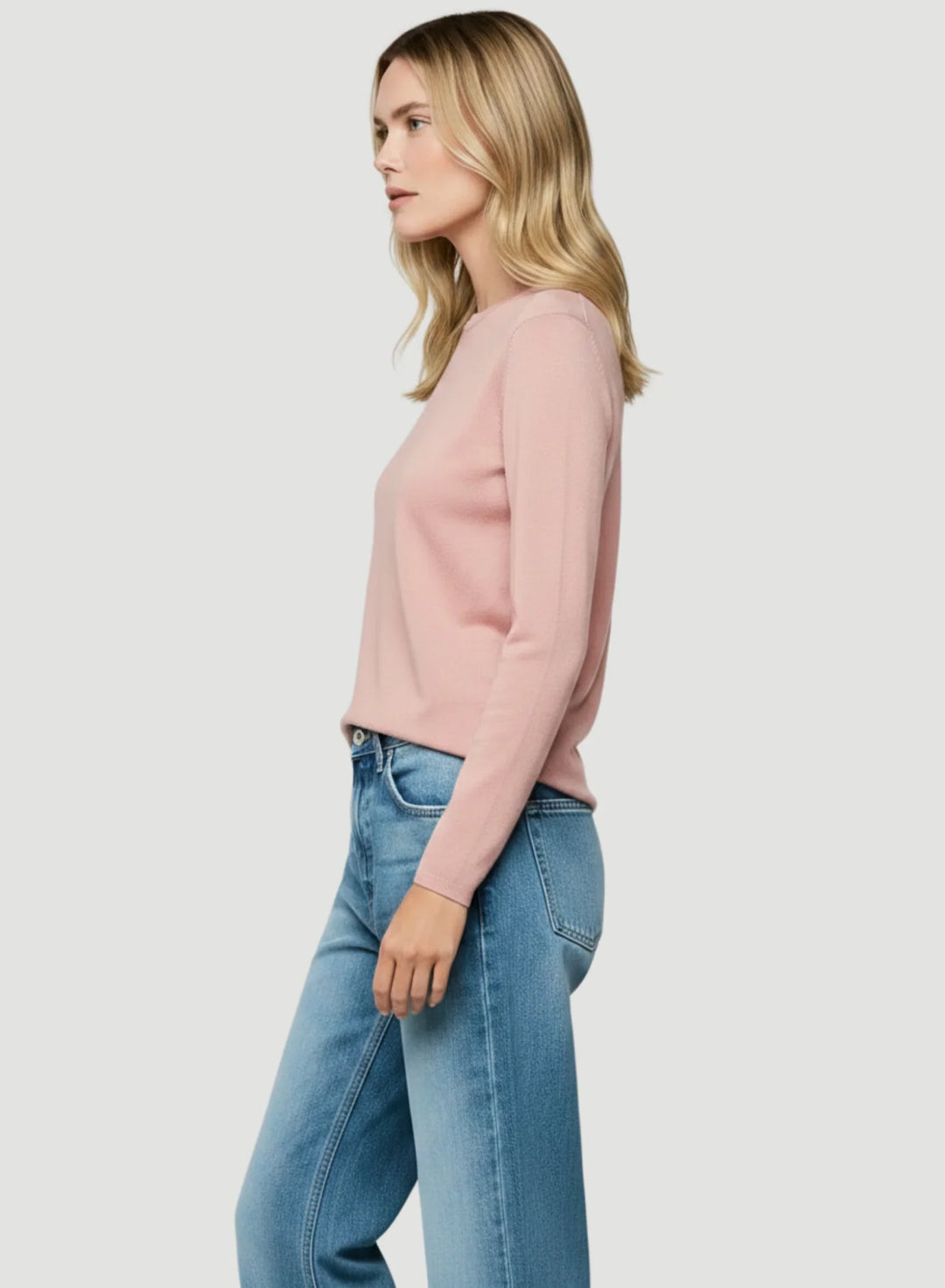 100% Machine Washable Cashmere Long Sleeve Crewneck T-Shirt - CREW L/S - Majestic Filatures North America