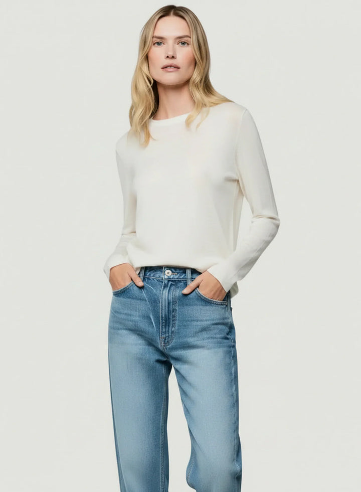 100% Machine Washable Cashmere Long Sleeve Crewneck T-Shirt - CREW L/S - Majestic Filatures North America