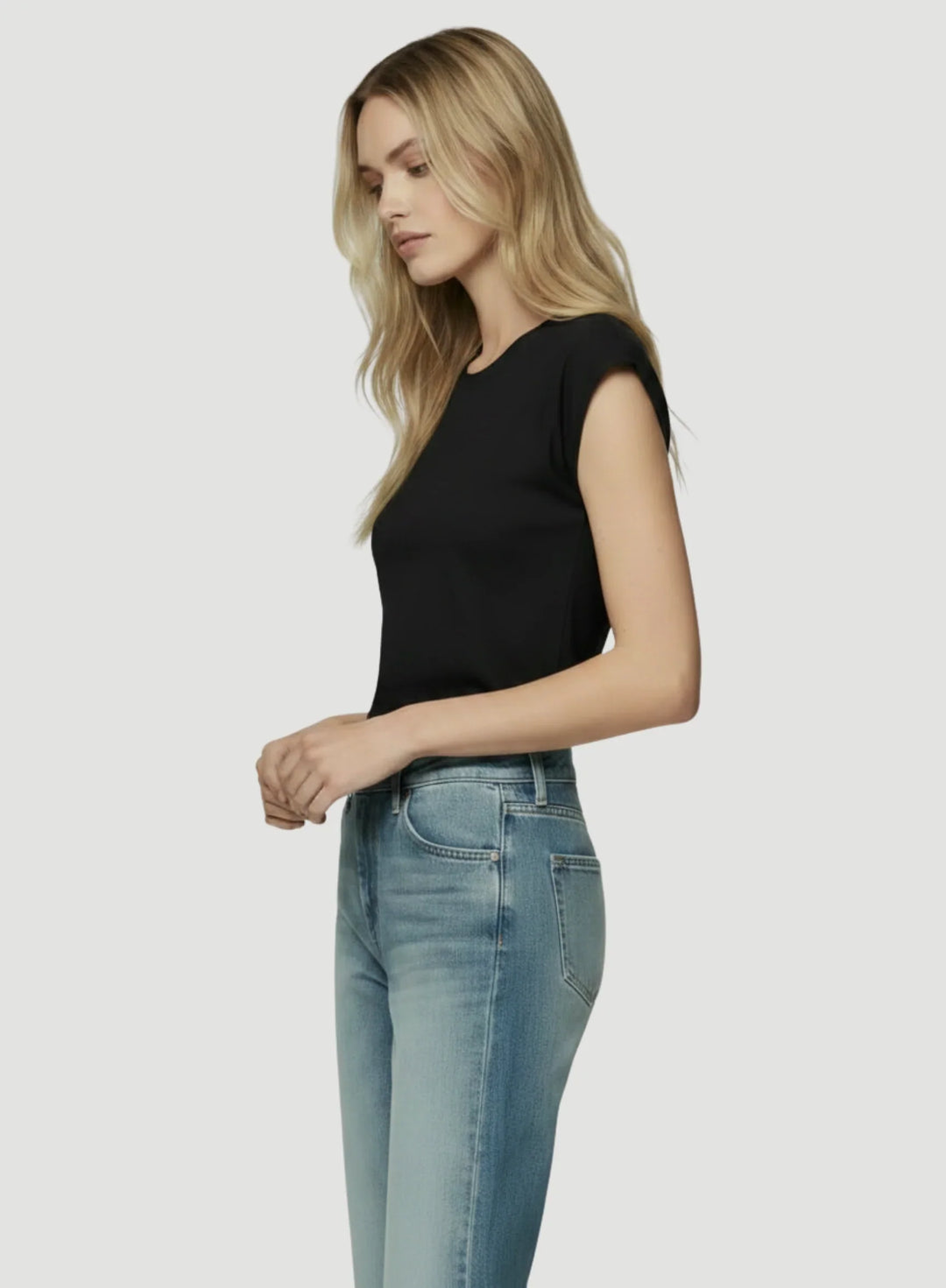 Lyocell Cotton Cap Sleeve Crewneck T-Shirt