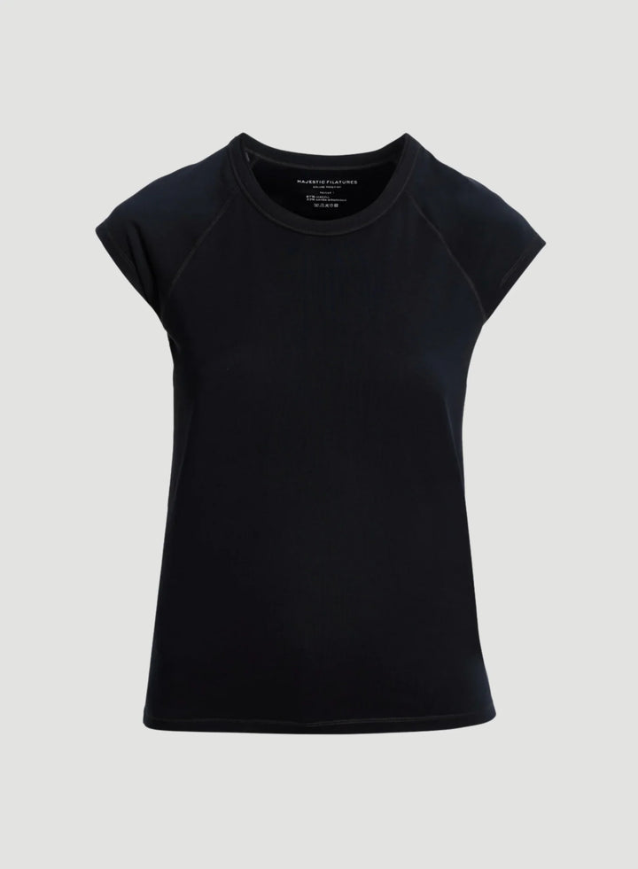 Lyocell Cotton Cap Sleeve Crewneck T-Shirt