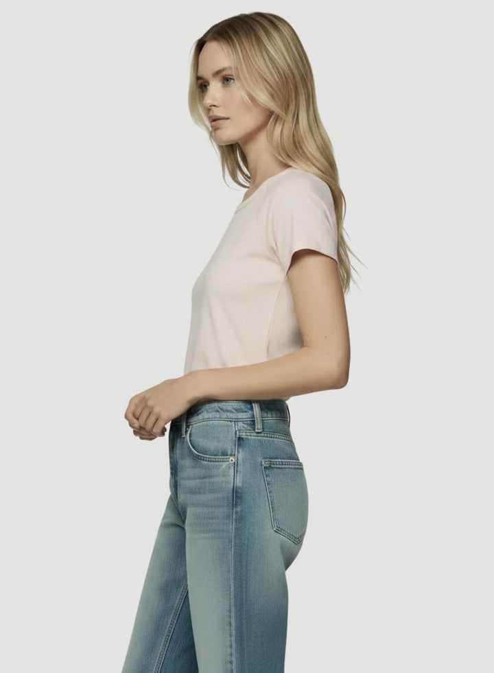 Lyocell Cotton Cap Sleeve Crewneck T-Shirt