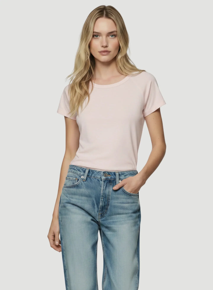 Lyocell Cotton Cap Sleeve Crewneck T-Shirt
