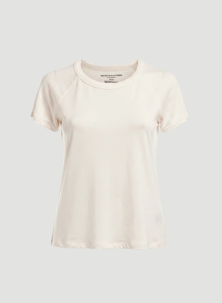 Lyocell Cotton Cap Sleeve Crewneck T-Shirt