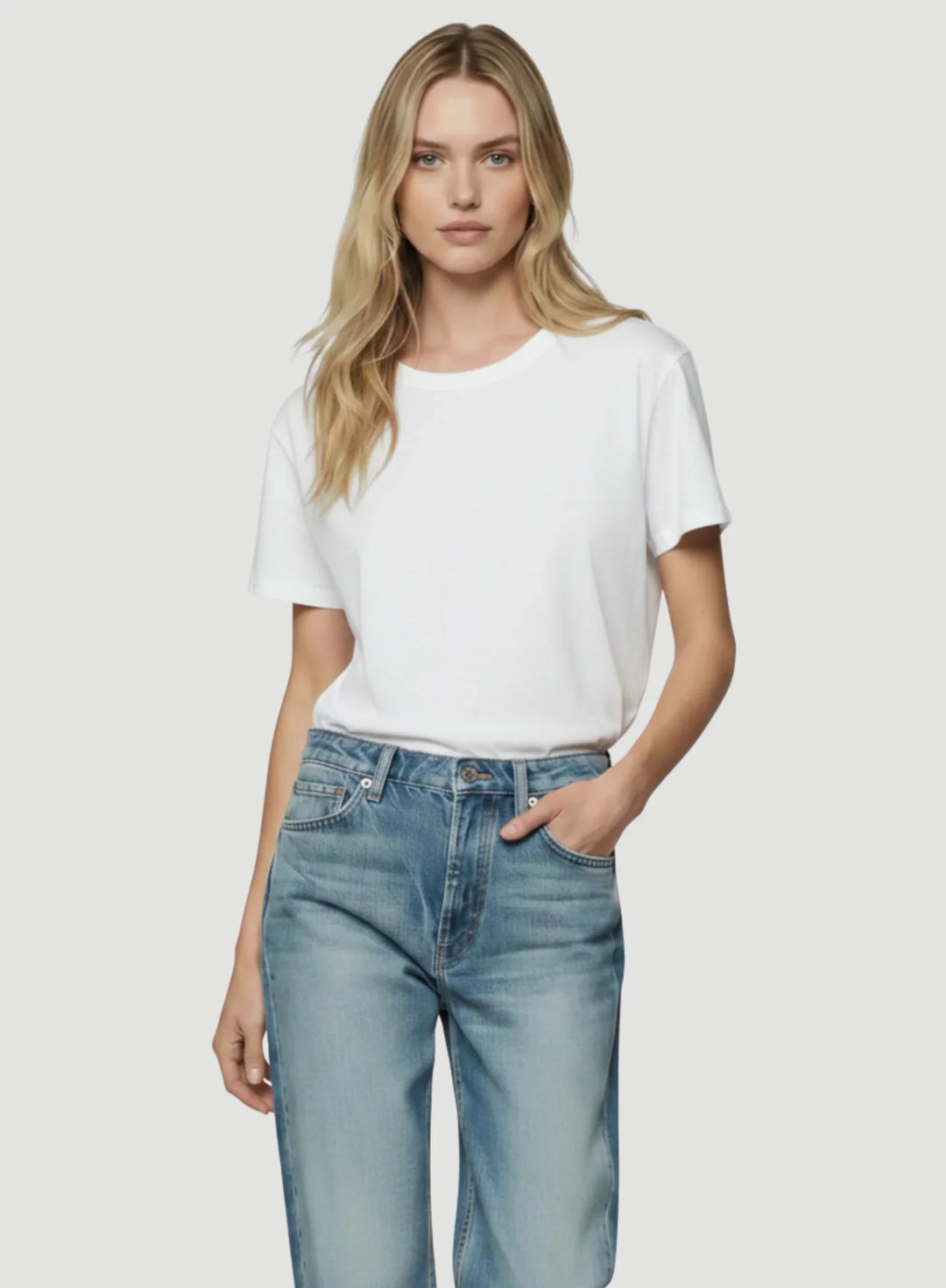 Lyocell Cotton Short Sleeve Semi Relaxed Crewneck T-Shirt