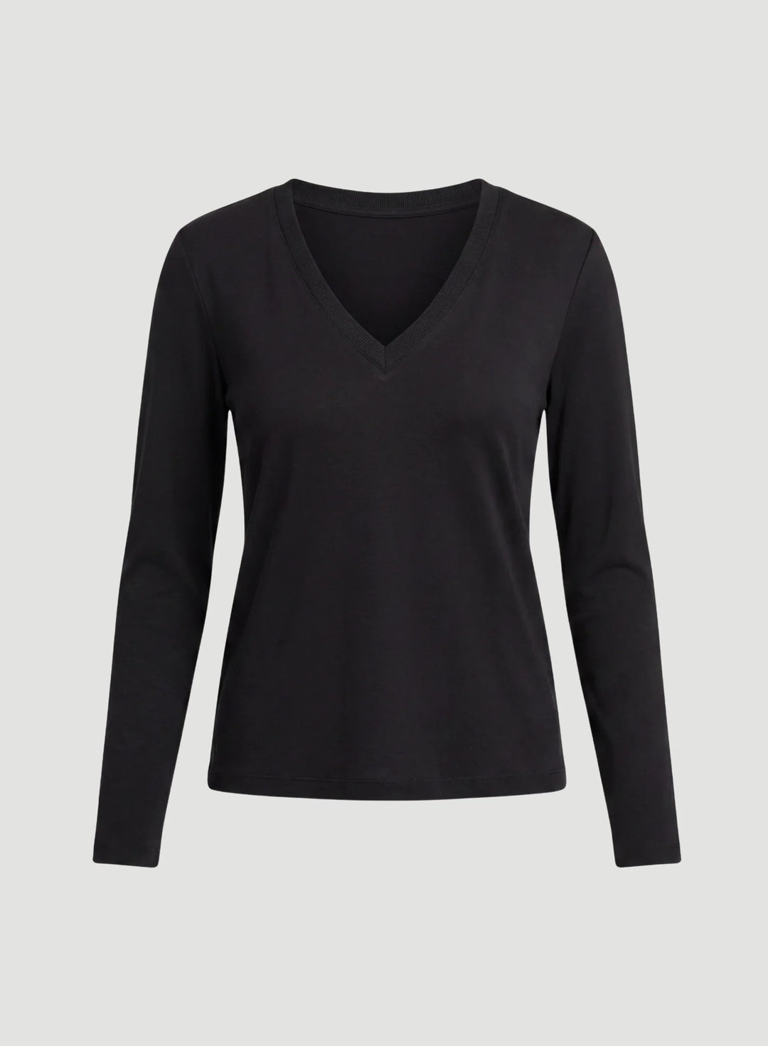 Lyocell Cotton Long Sleeve Semi Relaxed V-Neck T-Shirt