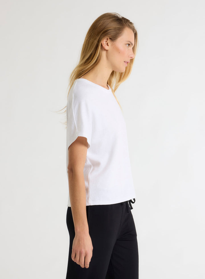Short Sleeve Semi Relaxed Crew Neck Linen / Organic Cotton T-shirt
