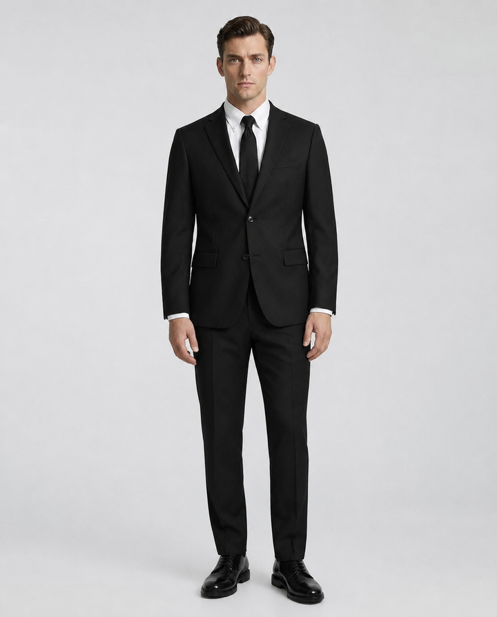 Super 140s Wool Suit - Black