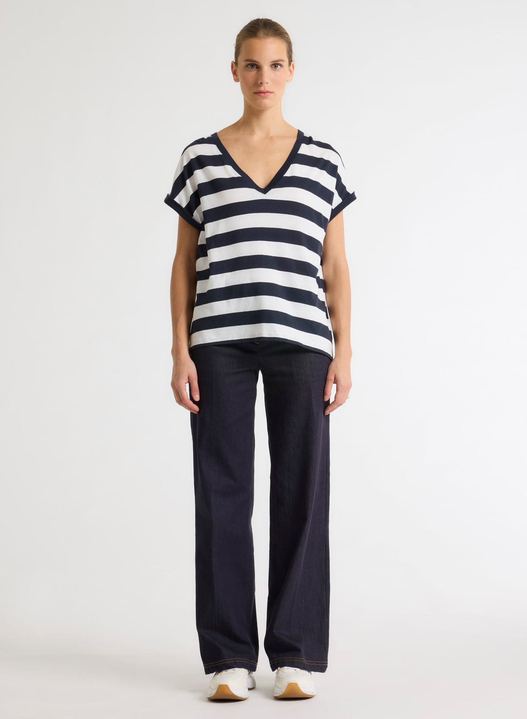 Short Sleeve Organic Cotton Stripe Shirt - Marine