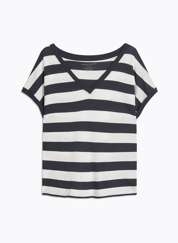 Short Sleeve Organic Cotton Stripe Shirt - Marine