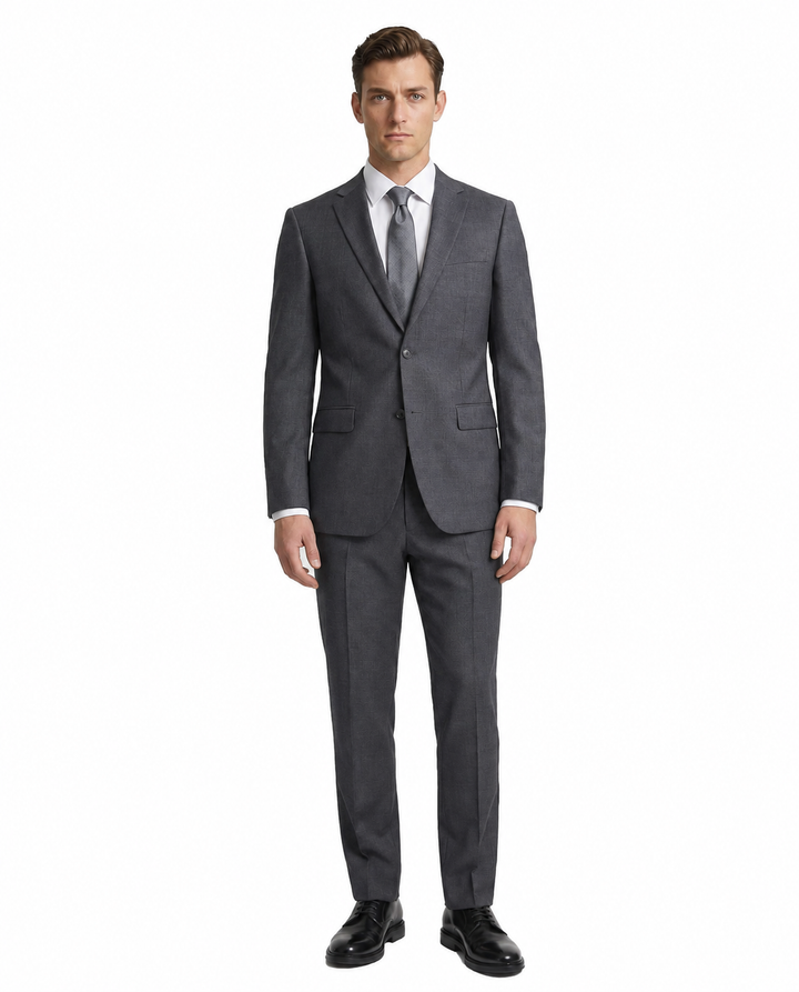 Solid Modern Fit Wool Suit