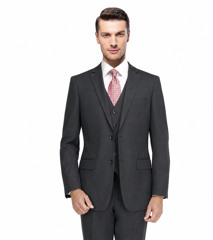 Solid Modern Fit Wool Suit
