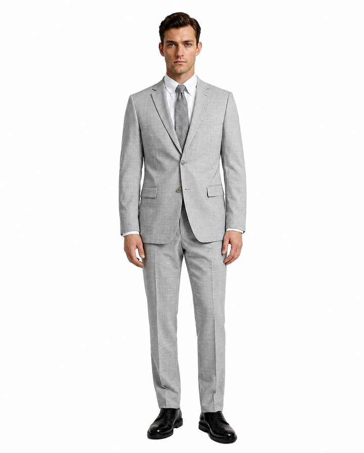 Solid Modern Fit Wool Suit