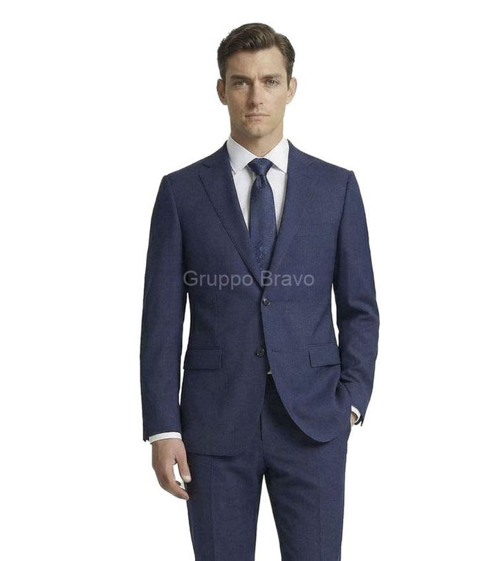 Mantoni blue birdseye wool suit, fabric detail