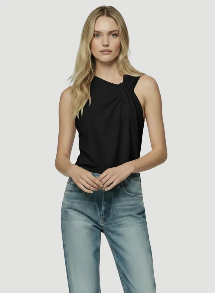 Cotton Linen Sleeveless Twist Front Top