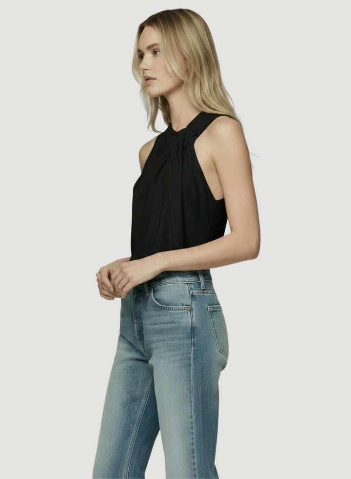 Cotton Linen Sleeveless Twist Front Top